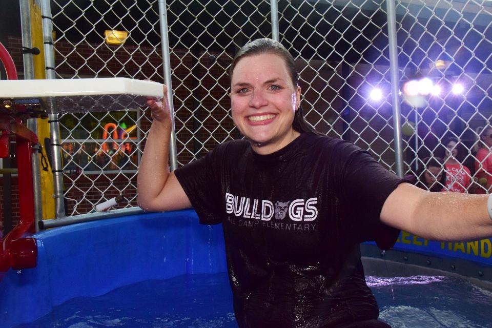 Kindergarten teacher Mallory Carusoni seems to be a good sport in the dunk tank at the 2019 Fall Carnival at Ball Camp Elementary School. It is hoped the dunk tank makes plenty of money at the school’s Spring Fling on April 14.