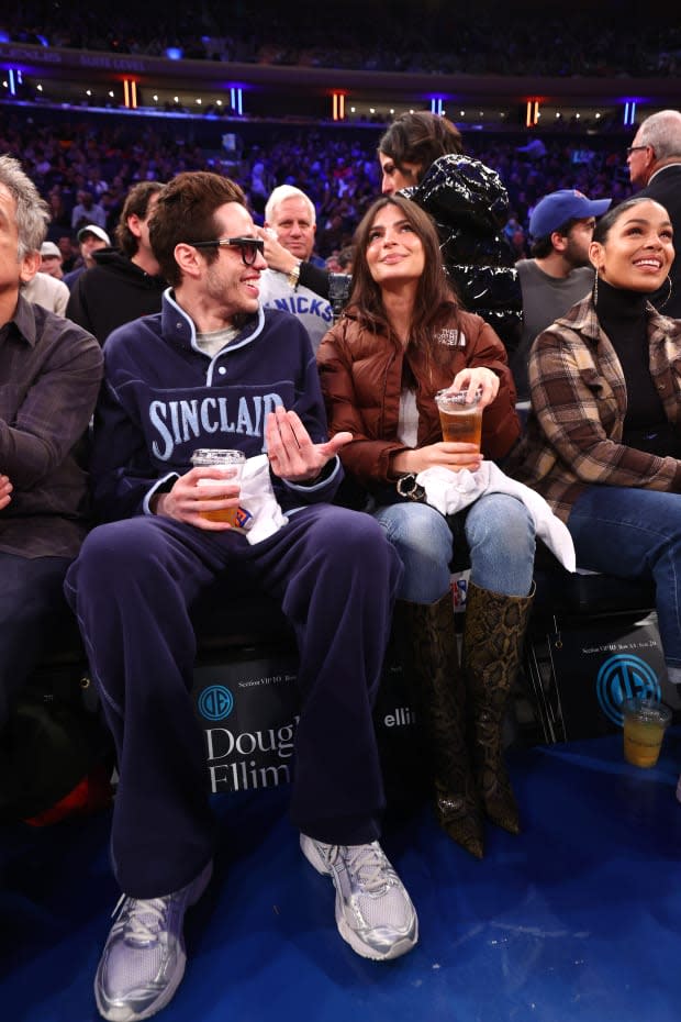 Pete Davidson and Emily Ratajkowski on Nov. 27, 2022<p>Nathaniel S. Butler/NBAE via Getty Images</p>