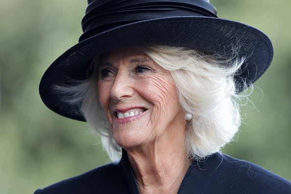 <div class="inline-image__caption"><p>Camilla, Queen Consort arrives at Cardiff Castle with King Charles III on September 16, 2022 in Cardiff, Wales.</p></div> <div class="inline-image__credit">Chris Jackson/Getty Images</div>