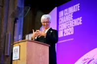 FILE PHOTO: FILE PHOTO: European Central Bank (ECB) President Christine Lagarde addresses an event to launch the private finance agenda for the 2020 United Nations Climate Change Conference (COP26) at Guildhall in London