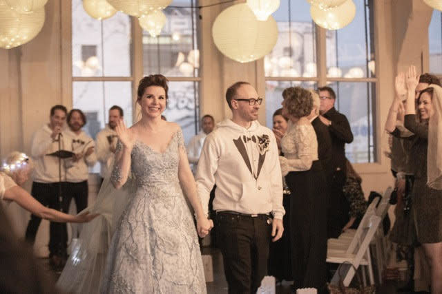 Actress Audrey Moore and writer Jesse Lumen at their beautifully unconventional wedding. (Photo: Victoria Kait and Circumpunct Studios)