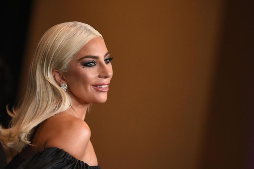 Lady Gaga on the red carpet in black. (AFP/Getty Images)