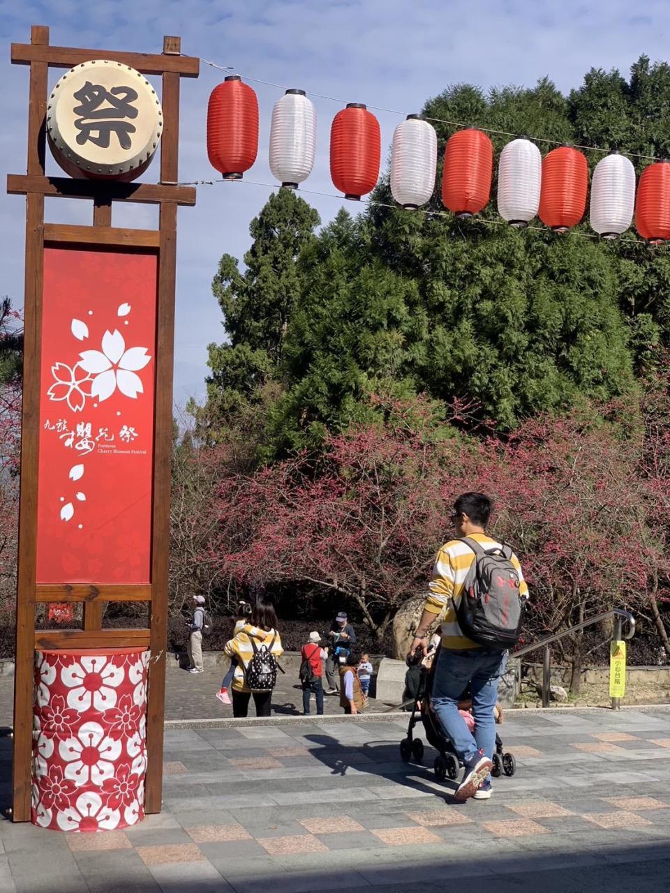 一到櫻花季，九族文化村園內猶如小日本。