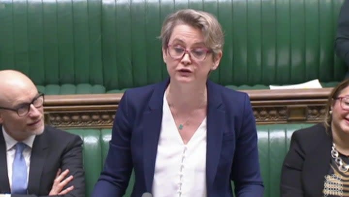 Shadow home secretary Yvette Cooper speaking in the Commons’ crunch debate on Rwanda bill earlier on Tuesday (Reuters)