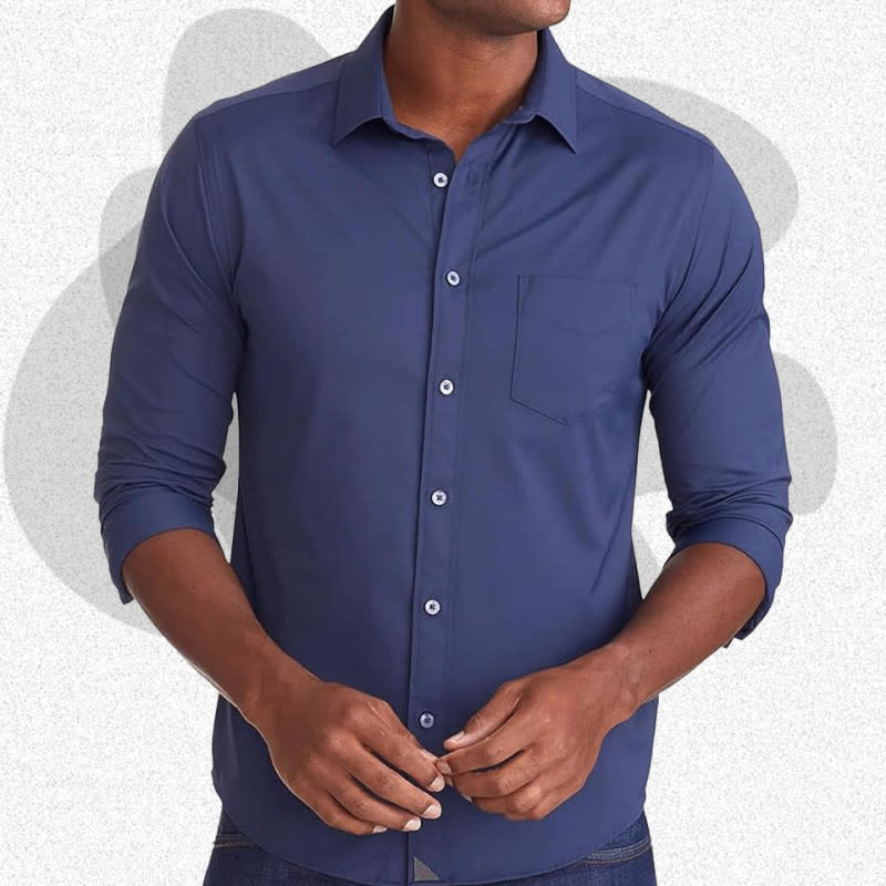 <p>Courtesy of Amazon</p><p>The Untuckit brand has been built in the chasm between the casual and the dressy, and the Gironde is perhaps the dressiest that a shirt designed to be worn untucked can look. The nylon-elastane blend is stretchy and wrinkle-resistant while the reinforced collar stays crisp longer than most. It might not be the shirt you’d wear with a full suit, but it is a way to look polished and put together in business casual settings where a classic dress shirt isn’t the move.</p><p><strong>Colorways: </strong>2</p><p><strong>Fabrics: </strong>92% nylon, 8% elastane</p><p><strong>Sizes: </strong>S-XXL; regular & slim fit</p><div><table><thead><tr><th>Pros</th><th>Cons</th></tr></thead><tbody><tr><td><p>Available in lots of sizes (that do tend to run small)</p></td><td><p>Can’t be worn tucked in due to the shorter hemline</p></td></tr><tr><td><p>Best way to look put together with an untucked collared shirt</p></td><td></td></tr></tbody></table></div><p>[$99; <a href="https://www.amazon.com/UNTUCKit-Gironde-Untucked-Wrinkle-Free-Regular/dp/B08JZL3GW8?&linkCode=ll1&tag=mj-mensdressshirts-cleblanc-091123-update-20&linkId=1abb86b23ee617ce84b0f46800f92068&language=en_US&ref_=as_li_ss_tl" rel="nofollow noopener" target="_blank" data-ylk="slk:amazon.com;elm:context_link;itc:0;sec:content-canvas" class="link ">amazon.com</a>]</p>