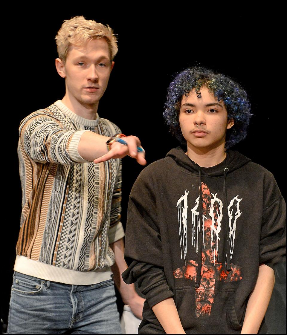 FLCC alumnus Sean Britton-Milligan (left), shown here with cast member Maximilian Diaz of Rochester, is directing the FLCC production of “Tick, Tick … Boom!”