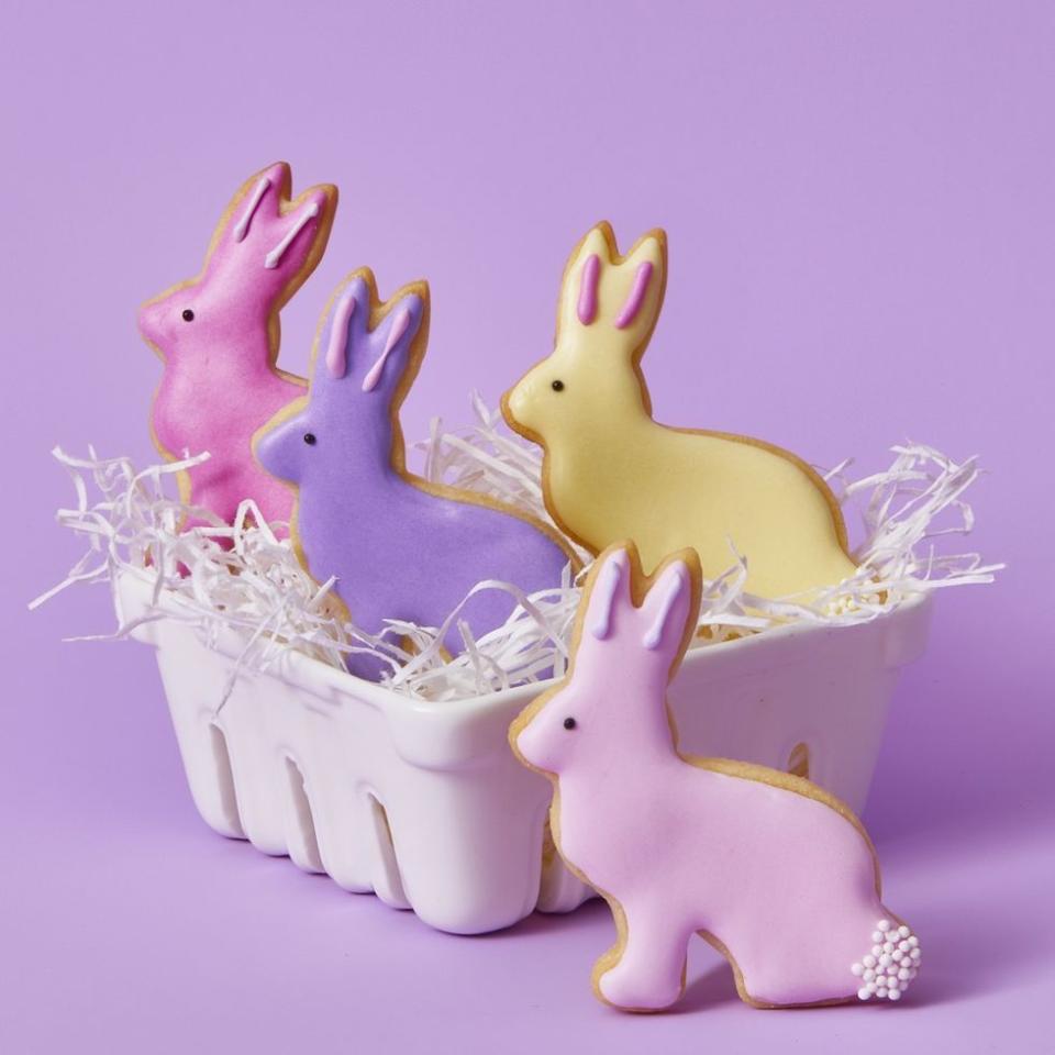 <p>These simple bunny-shaped sugar cookies are sure to get you in the Easter mood. </p><p>Get the <strong><a href="https://www.womansday.com/food-recipes/a31979524/bunny-cookies-recipe/" rel="nofollow noopener" target="_blank" data-ylk="slk:Bunny Cookies recipe.;elm:context_link;itc:0;sec:content-canvas" class="link ">Bunny Cookies recipe.</a></strong></p>