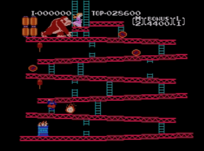 <p>Before the advent of home video game systems, kids in the 70s played a lot of board games. This is basically Chutes and Ladders come to life, but with the first appearances of Donkey Kong and Mario (aka Jumpman). </p>