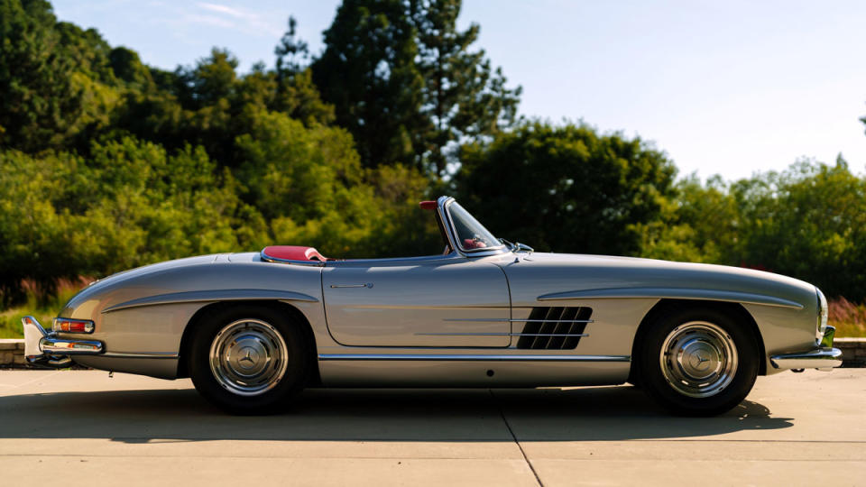 A fully restored 1962 Mercedes-Benz 300 SL Roadster.