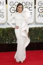 Worst: Woah, Paula Patton. We love a white dress, but there is WAY too much fabric here. It's like the designer didn't know what to do with the extra fabric and just said, "oh, let's just put it up by her shoulder." REUTERS/Danny Moloshok