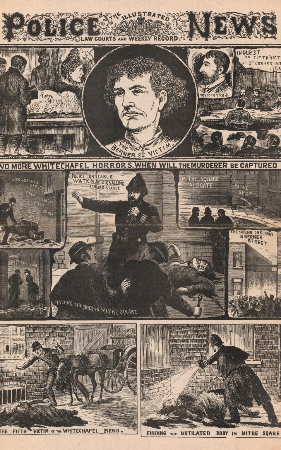 Auf der Titelseite der Illustrated Police News aus dem Jahr 1888 wird über die Morde berichtet