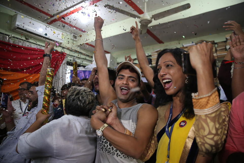 <em>Celebrations – campaigners in India are celebrating the landmark Supreme Court ruling that legalises gay sex (Picture: PA)</em>