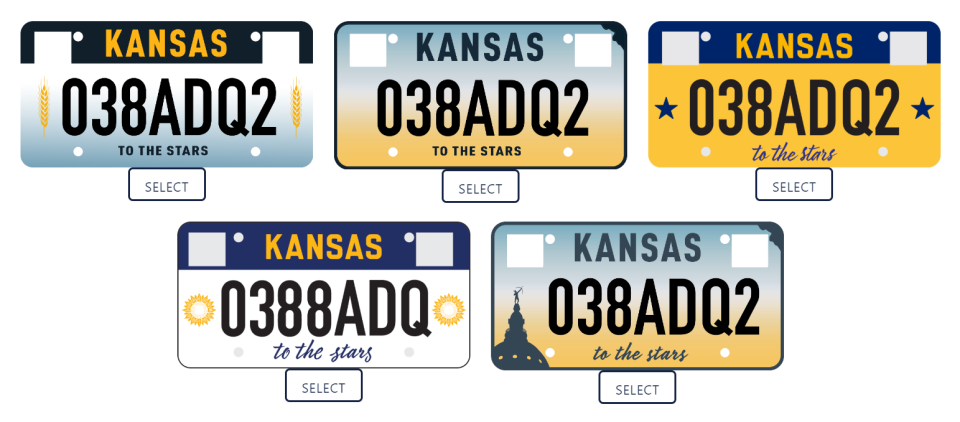 Gov. Laura Kelly announced the five finalists license plate designs after rescinding previous attempt.