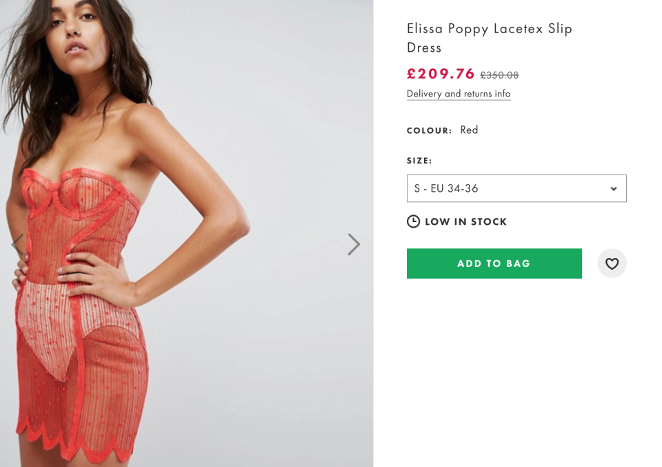 Das "Zwiebelkleid" ist derzeit im Sale zu haben – für stolze 210 britische Pfund (Bild: Screenshot Asos)