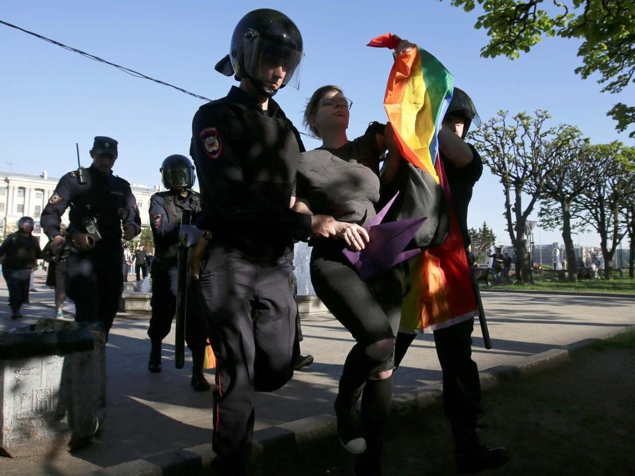 Russian police arrest a LGBT+ campaigner (Reuters)