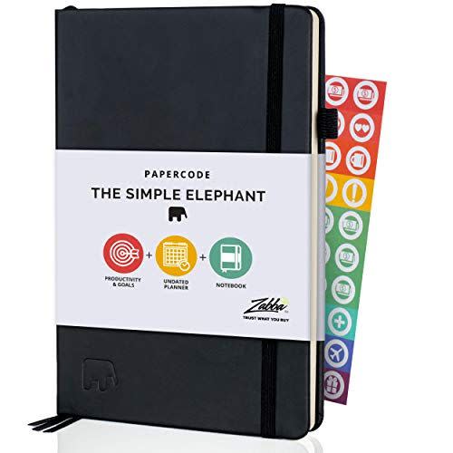 Simple Elephant Undated Planner 2021-2022 - Daily, Weekly, Monthly Planner & Notebook - High Performance Organizer for Productivity, Gratitude, and Focus - Journal & Agenda (Black)