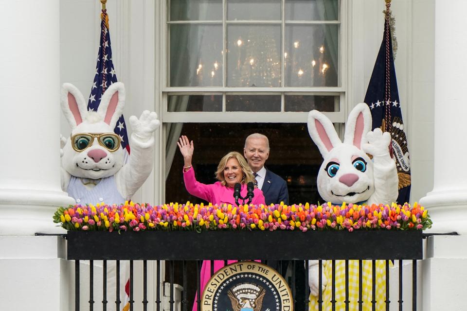 President Joe Biden and first lady Jill Biden attend the annual Easter Egg Roll on the South Lawn of the White House (REUTERS)