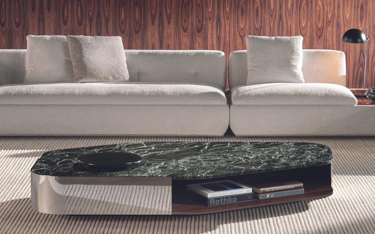  Milan Design Week Minotti Diagramma green marble coffee table. 