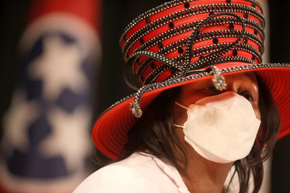 Democratic Congressional Candidate from the 8th District Lynnette Williams speaks at the Watkins Auditorium inside the Boling University Center at the University of Tennessee at Martin on Thursday, June 9, 2022.