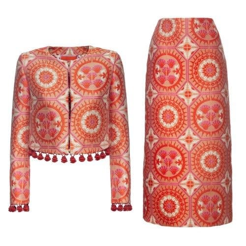 Jacquard jacket, £1,150 and skirt, £570, La Double J