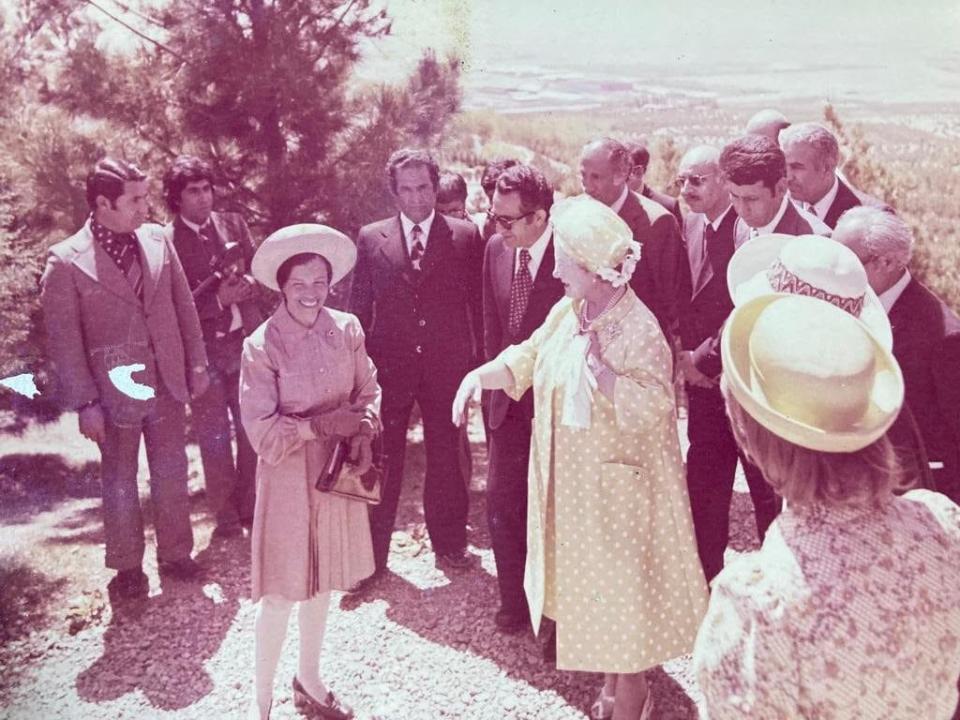 Rosita Simpson-Orlebar in Iran with the Queen Mother in 1975