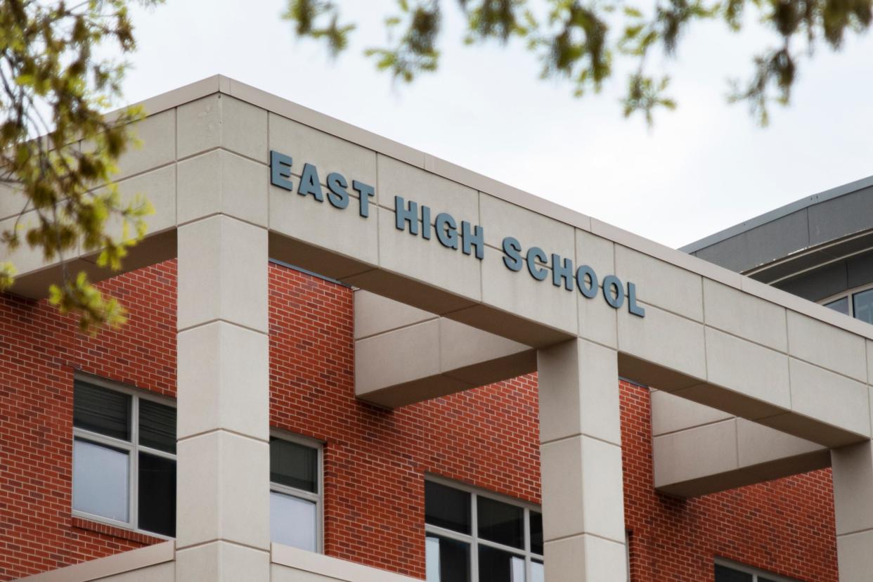 East High School is seen on April 29, 2021 in Des Moines.