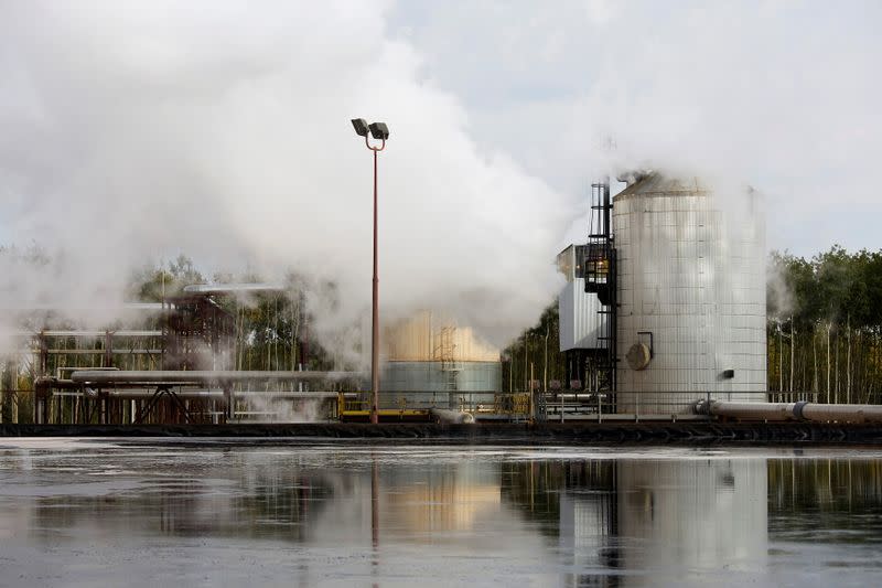 FILE PHOTO: A water treatment pond at the McKay River Suncor oil sands in-situ operations near Fort McMurray.