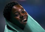 2016 Rio Olympics - Athletics - Final - Women's 400m Final - Olympic Stadium - Rio de Janeiro, Brazil - 15/08/2016. Shericka Jackson (JAM) of Jamaica celebrates after winning bronze. REUTERS/Ivan Alvarado