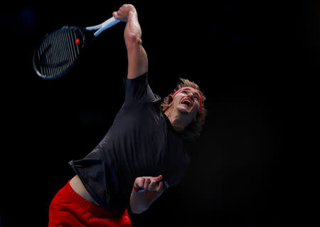 Tennis - ATP Finals - The O2, London, Britain - November 17, 2018 Germany's Alexander Zverev in action during his semi final match against Switzerland's Roger Federer Action Images via Reuters/Andrew Couldridge