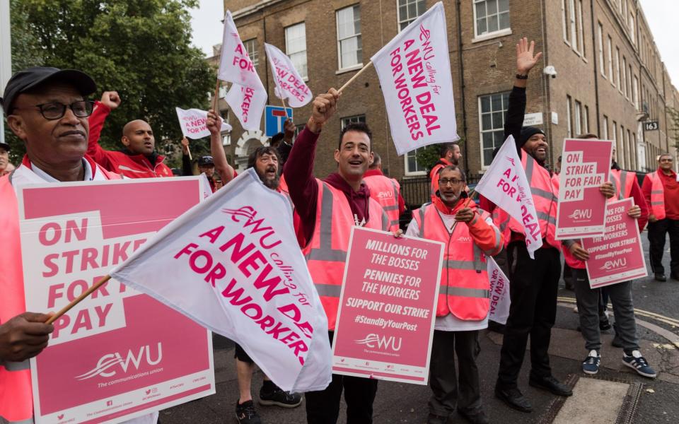 Royal Mail workers striking