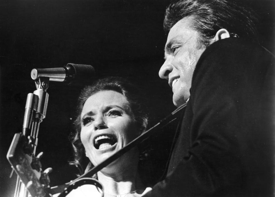 June Carter Cash and Johnny Cash in JOHNNY CASH - THE MAN, HIS WORLD, HIS MUSIC, 1969