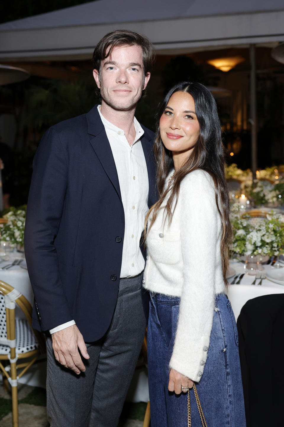 LOS ANGELES, CALIFORNIA - SEPTEMBER 19: (L-R) John Mulaney and Olivia Munn attend the CHANEL dinner to celebrate the launch of Sofia Coppola Archive: 1999-2023 at Chateau Marmont on September 19, 2023 in Los Angeles, California. (Photo by Stefanie Keenan/WireImage)