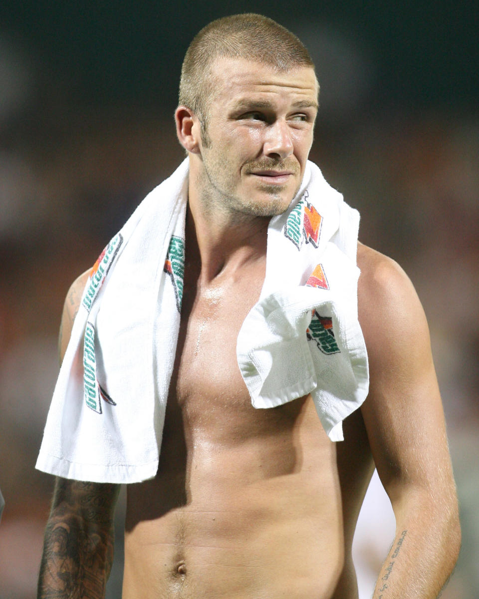 WASHINGTON - AUGUST 09: David Beckham at the end of the game between DC United and Los Angeles Galaxy at RFK stadium on August 9, 2007 in Washington, DC. DC United beat the Los Angeles Galaxy 1-0 at sold-out RFK stadium. (Photo by Tony Quinn/MLS/WireImage)