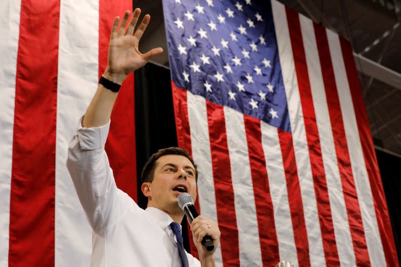 Democratic 2020 U.S. presidential candidate Pete Buttigieg speaks at a campaign town hall in Salem