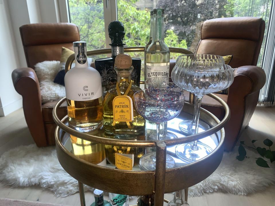 A variety of tequila brands are displayed in London on June 9, 2021. Love it or hate it, tequila conjures up strong feelings in many drinkers. For some, there are bad memories. But today's premium tequilas are changing some of those perceptions. (AP Photo/Louise Dixon)