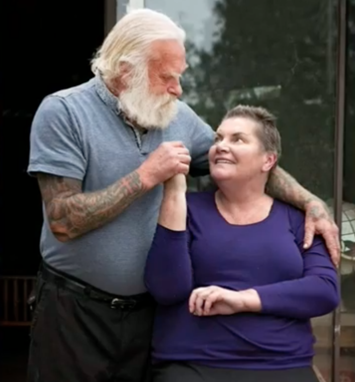 NSW bushfire victim Bill Morris lost his home of 30 years just weeks after his wife, Elaine, died of cancer. The couple are pictured together holding hands here.