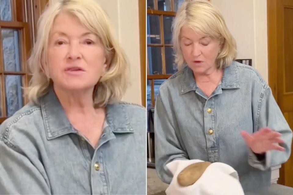 <p>Martha Stewart/TikTok</p> Martha Stewart Demonstrates At-Home Version of The Bedford