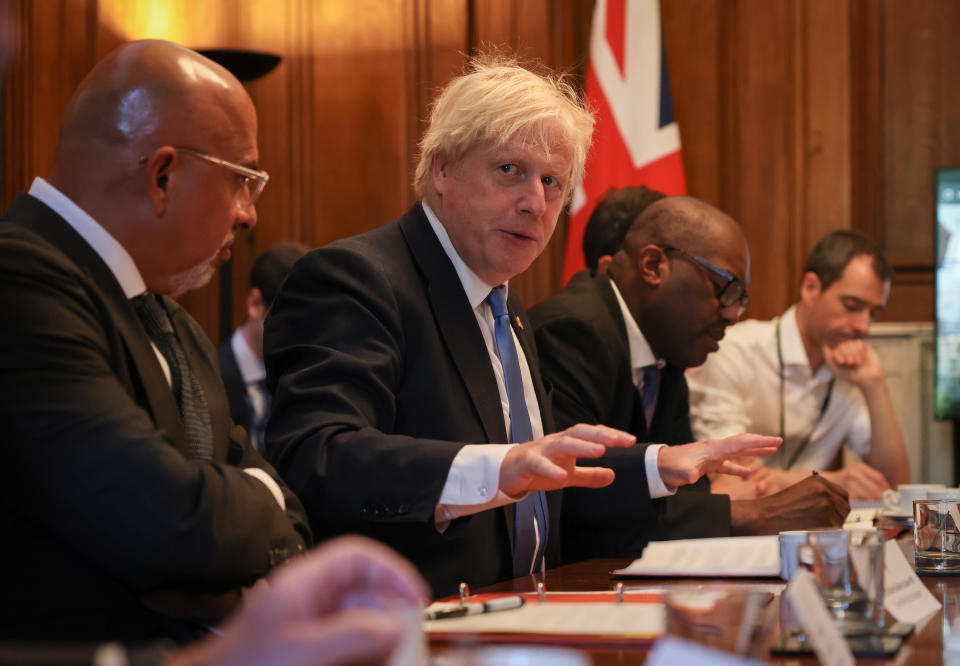 energy bills Prime Minister Boris Johnson attended an energy round table at No11 Downing Street with chancellor Nadhim Zahawi (left) and business Secretary Kwasi Kwarteng and bosses from some of the UK’s biggest energy companies. Photograph: Kyle Heller/No10 Downing Street