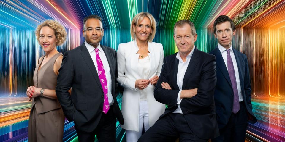 The Channel 4 roster included (from left) Cathy Newman, Krishnan Guru-Murthy, Emily Maitliss, Alastair Campbell and Rory Stewart (Rob Parfitt/Matt McQuillan/Channel 4/PA Wire)