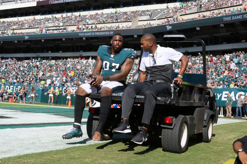 Eagles' DT Malik Jackson will reportedly miss the rest of the season after a foot injury on Sunday. (Getty Images)