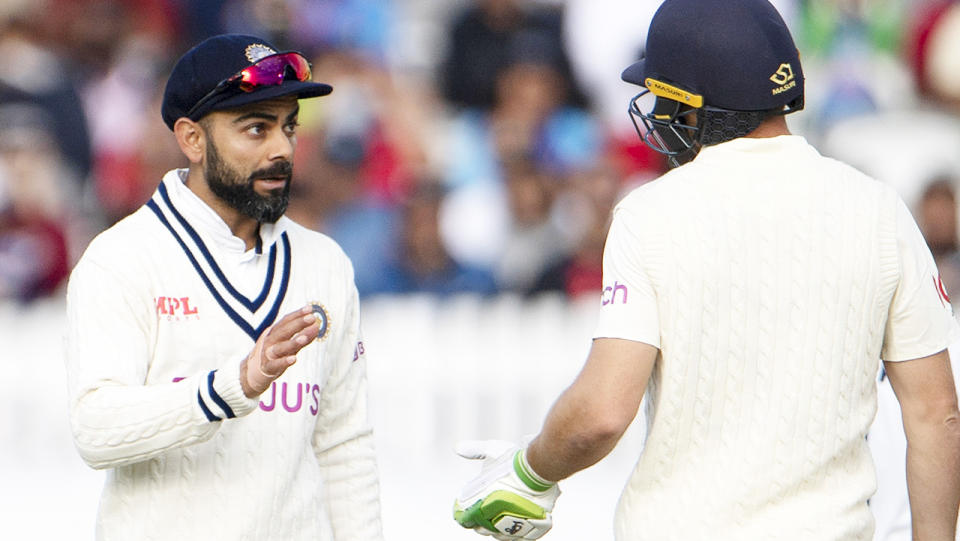 Virat Kholi and Jos Buttler, pictured here exchanging words during the second Test at Lord's. 