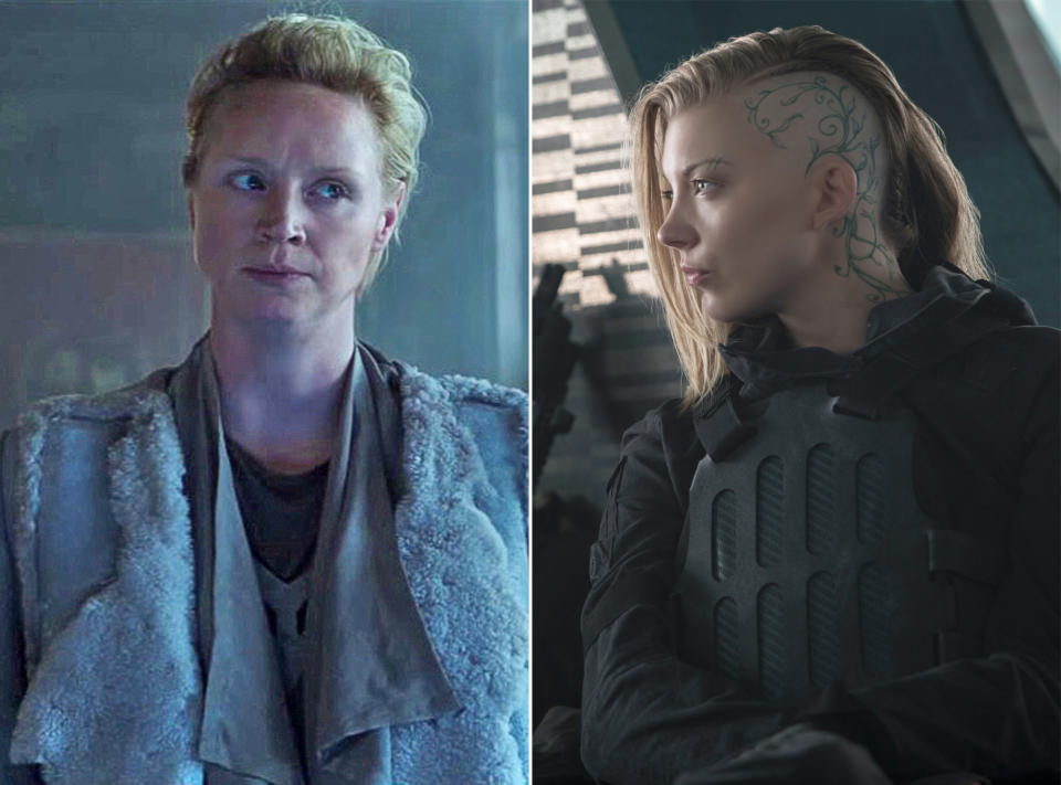 Natalie Dormer and Gwendoline Christie in The Hunger Games: Mockingjay — Part 2