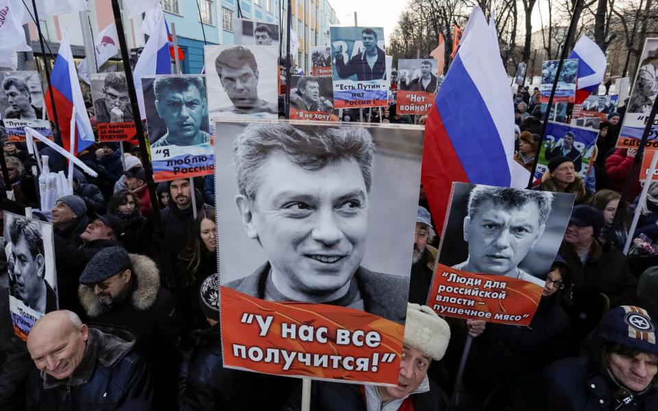 Thousands march in Moscow two years after murder of opposition leader Boris Nemtsov