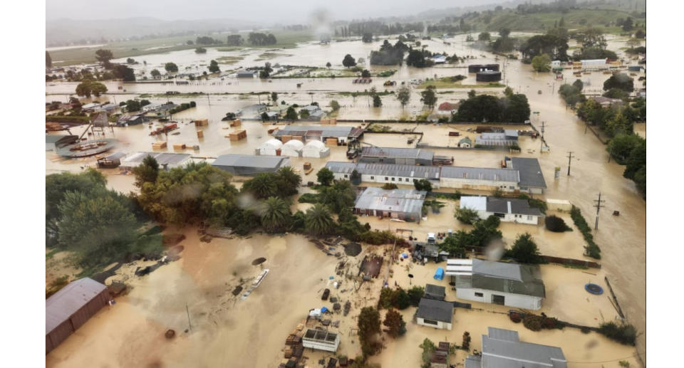 Flooded homes in New Zealand.