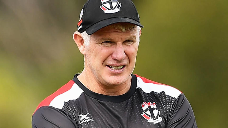 Danny Frawley, pictured here during a St Kilda training session in 2017.