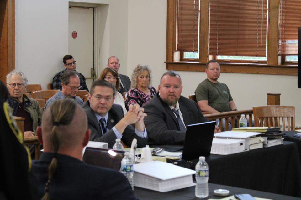 Michael Null (right) and his attorney Tom Sivers are shown at the first day of trial on Aug. 22, 2023.