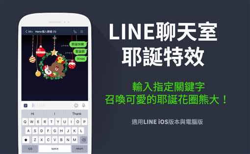 聖誕節快到了，LINE也推出應景特效。（圖／LINE提供）