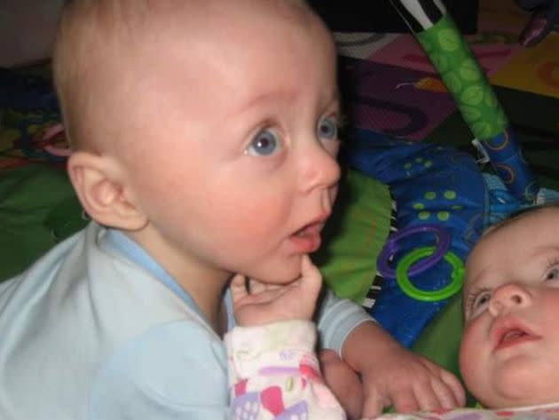 Barry (left) and Anne at three months (2010). 