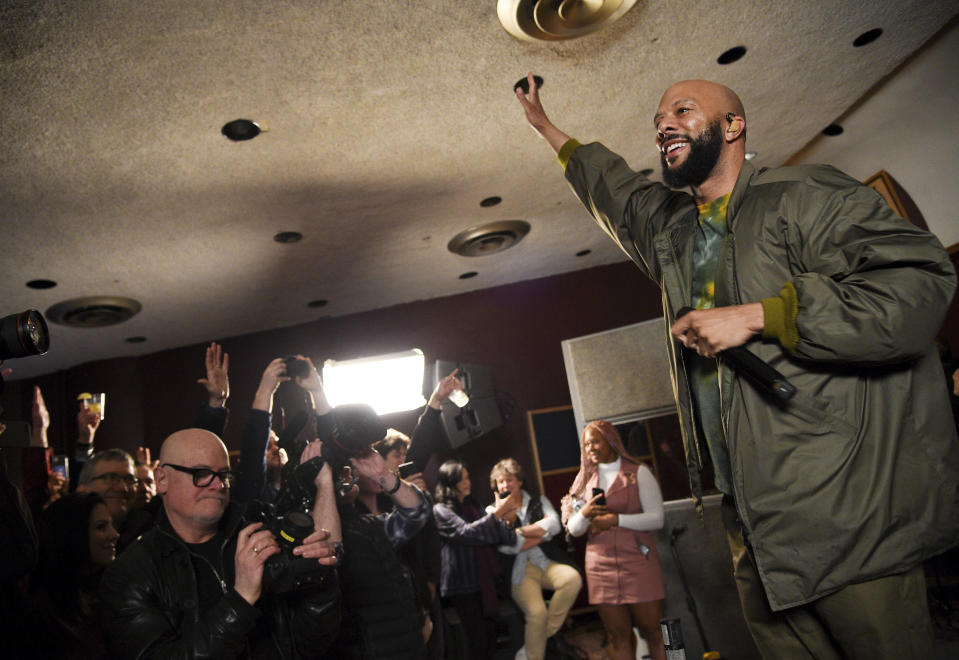 FILE - Common performs at the Woodstock 50 lineup announcement on March 19, 2019, in New York. Common turns 49 on March 13. (Photo by Evan Agostini/Invision/AP)