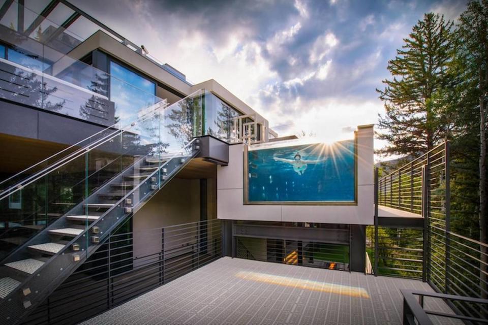 The glass-bottom swimming pool.